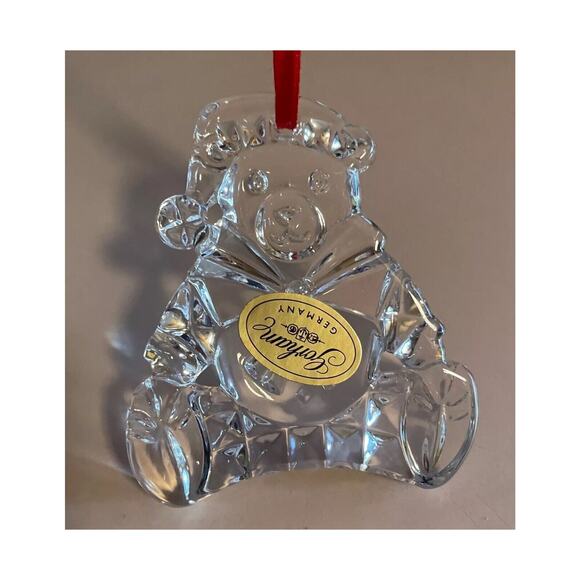 GORHAM Lead Crystal Teddy Bear Christmas Holiday Ornament Vintage Germany NOB - Picture 7 of 9